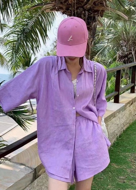 H0390 棉麻綁帶褲套裝