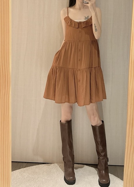 066837 胸荷葉可愛蛋糕短洋