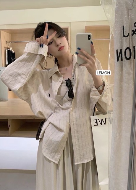 H0541 小馬刺繡棉麻襯衫