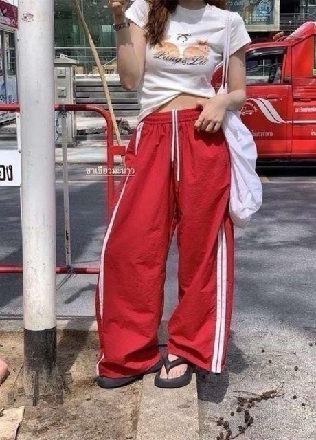 H0418 美式側條紋寬褲