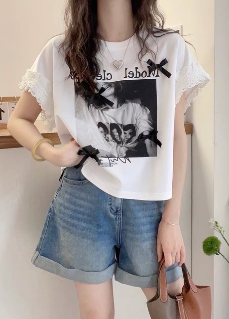 H0424 蝶結印圖棉質T