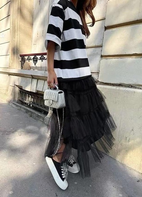 S0784下接紗條紋長洋裝