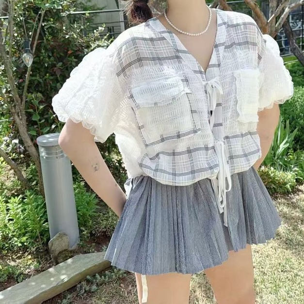 072673上條紋拼百折襯
