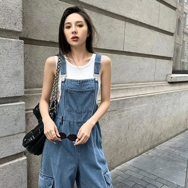 4486453 牛仔工裝吊帶褲