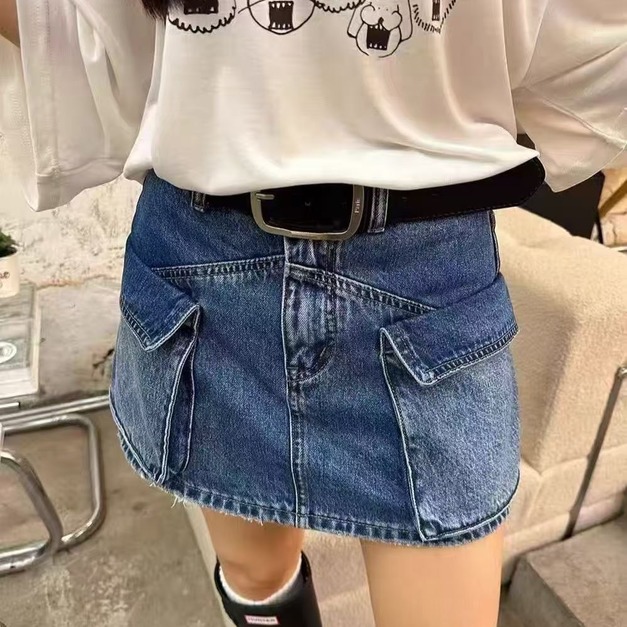 W0019 側口袋牛仔短褲裙