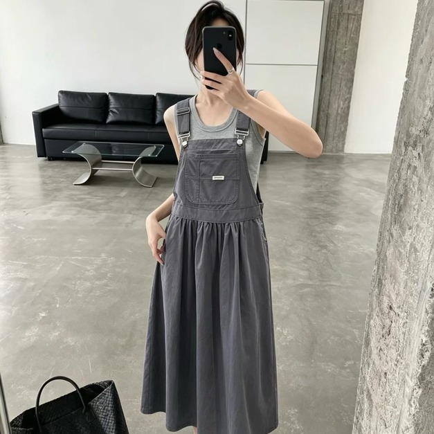 072715標籤大口袋吊帶裙