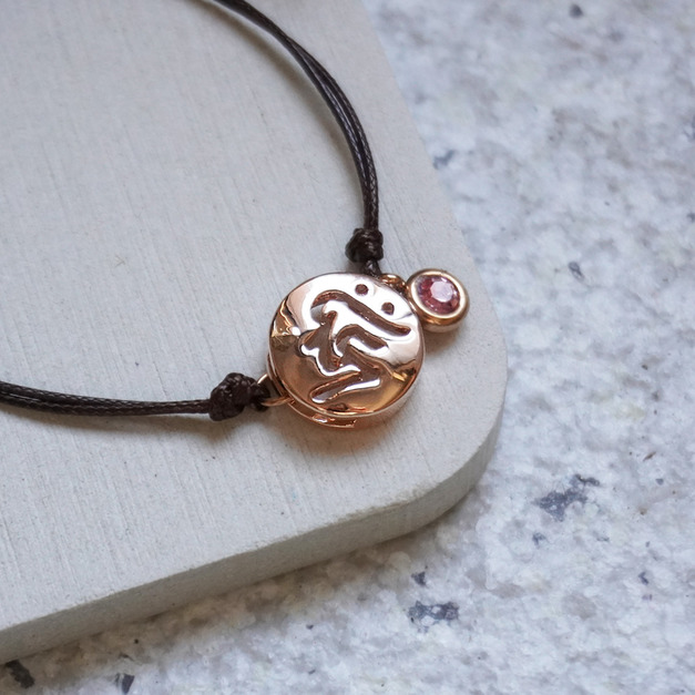 *咖啡*Hourrae荷萊【生肖×誕生石×幸運蠟繩】-玫瑰金