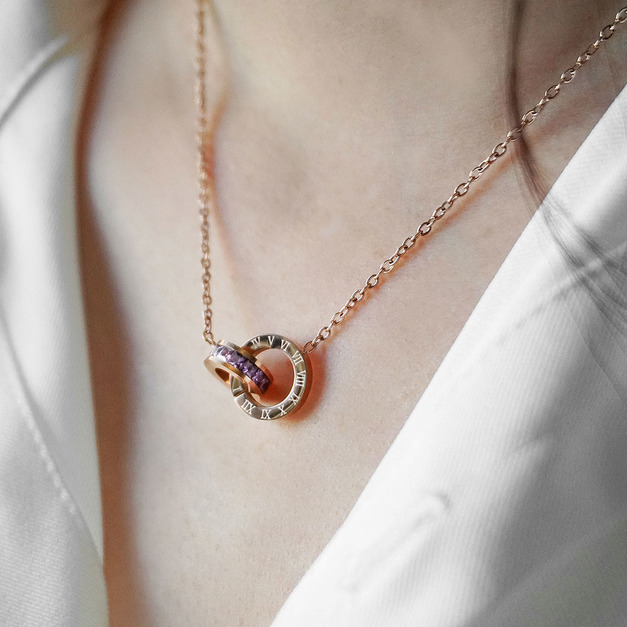 *好人緣*Hourrae荷萊【時來運轉】玫瑰金項鍊-精靈紫