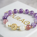 水晶能量手鍊【轉運珠】草莓晶紫水晶 鍊增強人緣魅力必備!_1