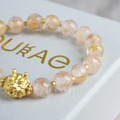 水晶能量手鍊【甲辰龍年】金箔琉璃-粉桃花必備!_1