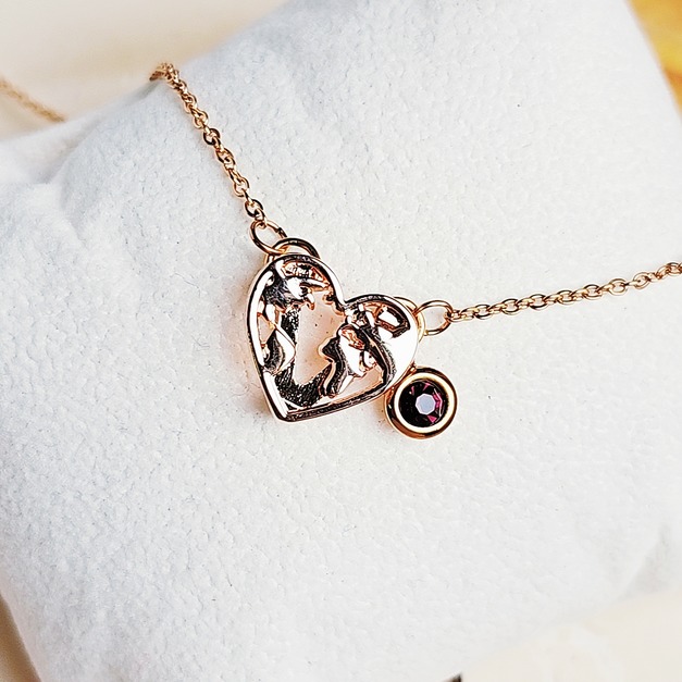 ＊LOVEWORLD＊Hourrae荷萊【愛心地球/誕生石】玫瑰金鎖骨鍊