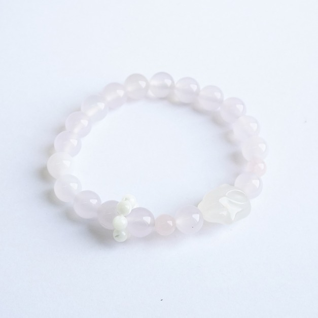 水晶能量手鍊【瑪瑙軟綿兔】加斯加水晶-增強人緣魅力必備
