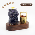 【Hourrae荷萊】獨家訂製 元寶招財貓 一桶金木座組 生日禮 開店禮 水晶擺件(商品須預購，預計約10/08陸續出貨)