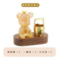 【Hourrae荷萊】招財寶盒 招財好運晶熊 一桶金 木座組合 生日禮 開店禮 水晶擺件_2