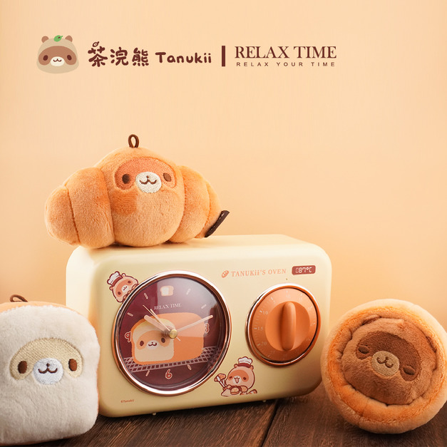 RELAX TIME 茶浣熊聯名 l 美味時光機 烤箱款 (RT-122C-02) l 不含電池  桌鐘 居家 禮物 鬧鐘 座鐘 檯鐘 床頭鐘 居家用品 生活選品 生活居家