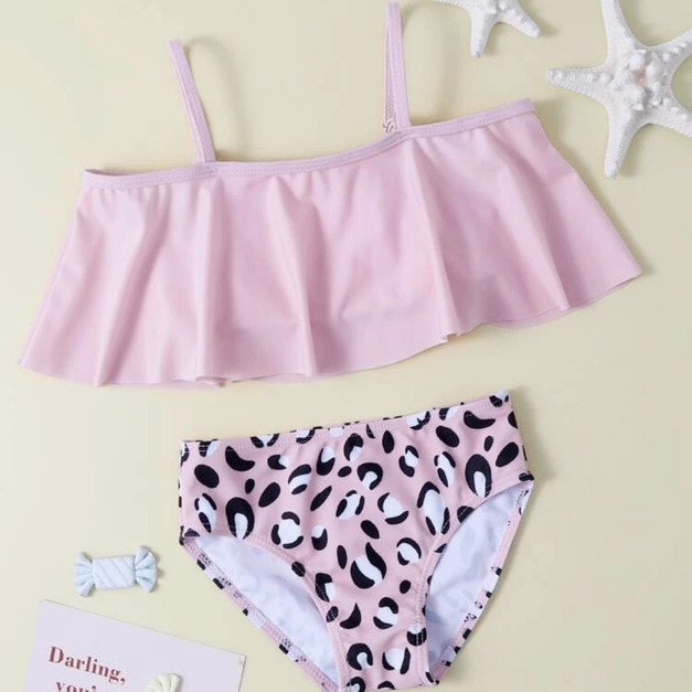 豹豹浪漫粉泳衣