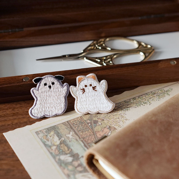 幽靈毛孩刺繡布貼