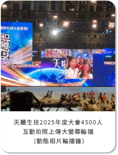 天麗生技2025年度大會4500人活動開場互動 互動拍照上傳大螢幕輪播 (動態相片輪播牆)