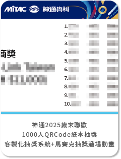 神通2025歲末聯歡 1000人QRCode紙本抽獎+客製化抽獎系統+馬賽克抽獎過場動畫