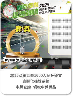【禾熹】2025國泰世華1600人尾牙盛宴-導入藍訊客製化抽獎系統+中獎查詢+領取中獎獎品