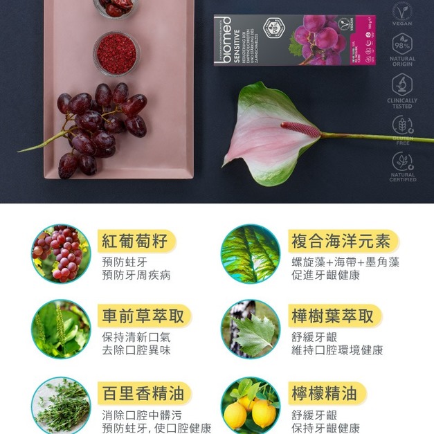 瑞士【蓓齒美 BIOMED】葡萄籽舒復牙膏(100g)