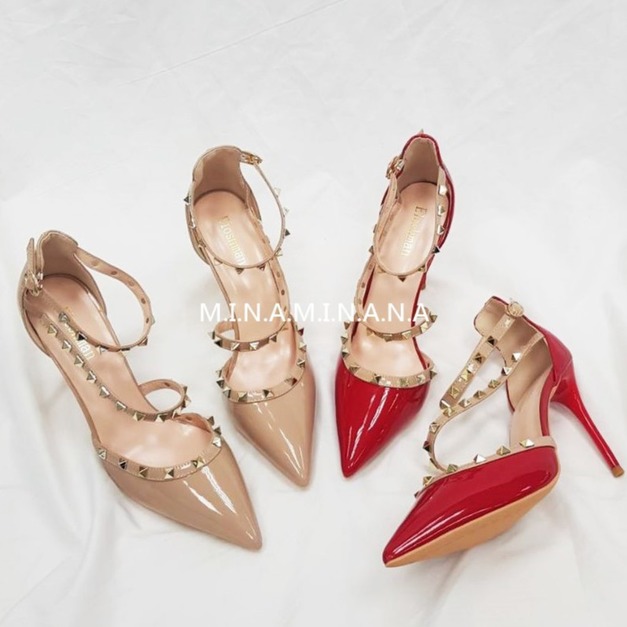實拍大尺碼鉚釘尖頭高跟鞋【S3512】MINANA