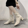 後拉鍊方頭粗跟短靴【S4157】MINANA_3