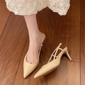 杏色尖頭細跟高跟涼鞋【S4215】MINANA_7