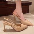杏色尖頭細跟高跟涼鞋【S4215】MINANA_3