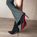 紅底尖頭彈力細高跟襪靴【S4268】MINANA_2
