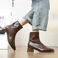 皮面尖頭粗跟後拉鏈短靴【S4272】MINANA_1