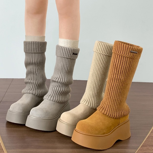 厚底增高彈力中筒襪靴【S4277】MINANA
