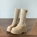 厚底增高彈力中筒襪靴【S4277】MINANA_10