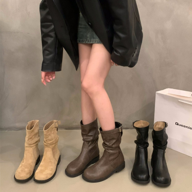 復古中跟百搭短靴【S4286】MINANA