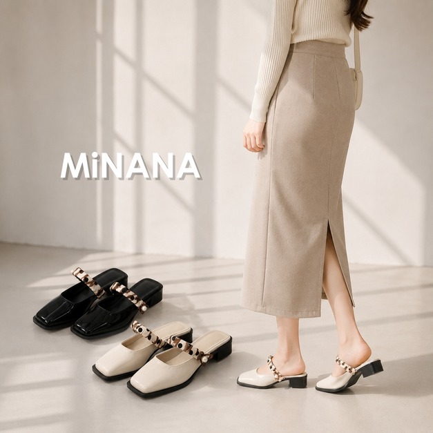 珍珠絲帶穆勒鞋【S4226】MINANA