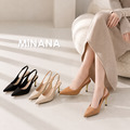 尖頭絨面高跟涼鞋【S4093】MINANA