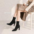 秋冬黑色絨面顯瘦尖頭短靴【S4280】MINANA_3