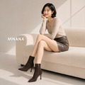 尖頭絨面側拉鏈高跟短靴【S4270】MINANA_5