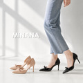 蝴蝶結漆皮中空尖頭高跟鞋【S4262】MINANA