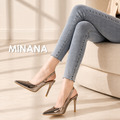 金屬色系後絆帶尖頭高跟涼鞋【S4289】MINANA