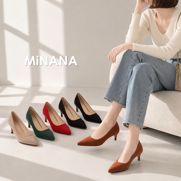 大尺碼絨面尖頭高跟鞋【S4172】MINANA