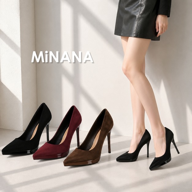 防水台尖頭絨面高跟鞋【S4213】MINANA