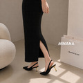 尖頭絨面高跟涼鞋【S4093】MINANA_6