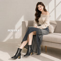 後拉鍊方頭粗跟短靴【S4288】MINANA_7