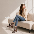 後拉鍊方頭粗跟短靴【S4288】MINANA_1