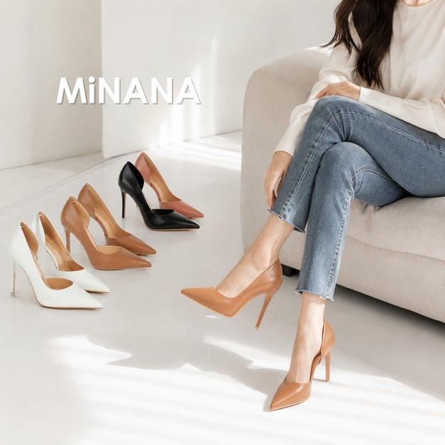 淺口尖頭側鏤空高跟鞋【S3739】MINANA