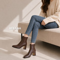後拉鍊方頭粗跟短靴【S4288】MINANA_2