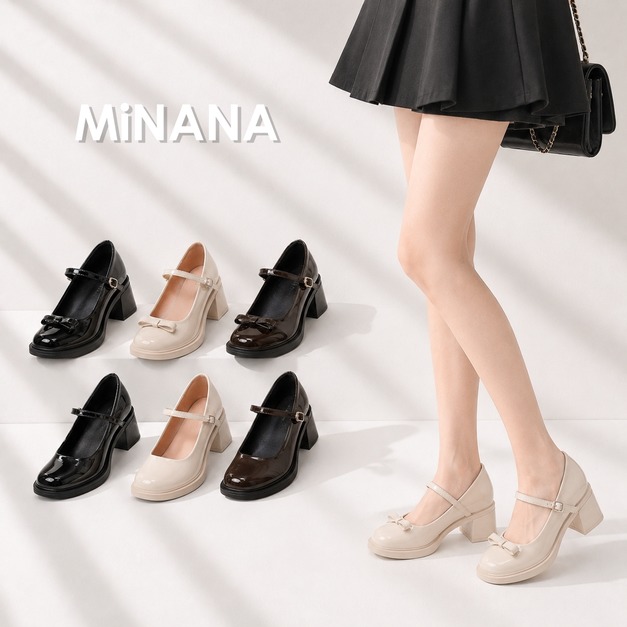 復古厚底蝴蝶結粗跟瑪麗珍高跟鞋 【S4299】MINANA