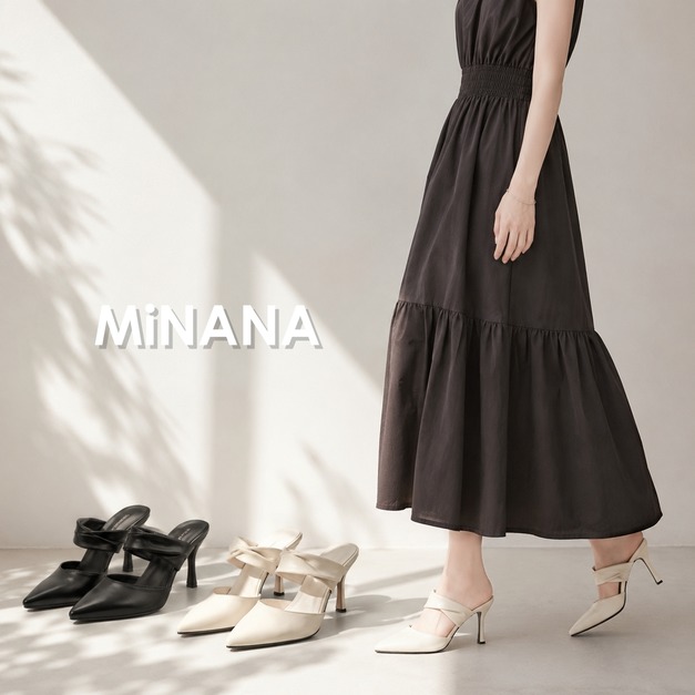 大尺碼細跟尖頭半拖鞋【S4310】MINANA