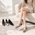 木紋粗跟尖頭中跟鞋【S4314】MINANA_1